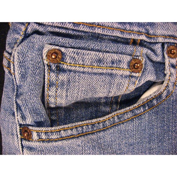 LEVIS Zipper 550 CUTOFF JEAN SHORTS 27 RELAXED Juniors Red Tab STRETCH Blue - Picture 5 of 11